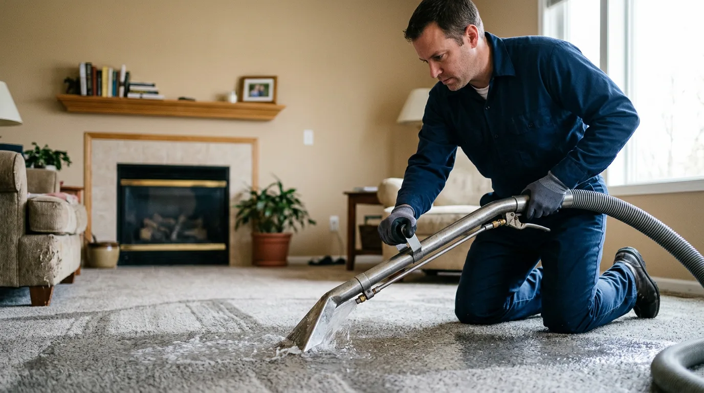 Water damage restoration technician working near Clayton, GA